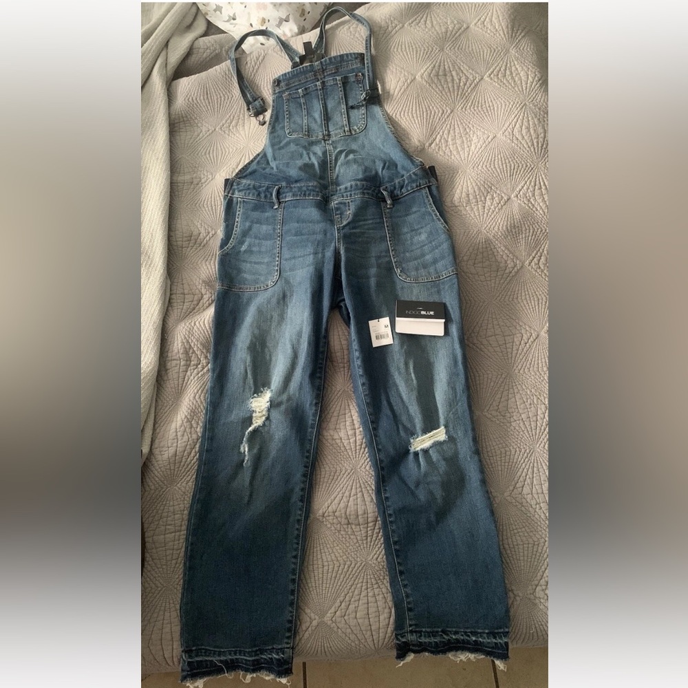Indigo Blue Maternity Overalls in Classic Blue Denim